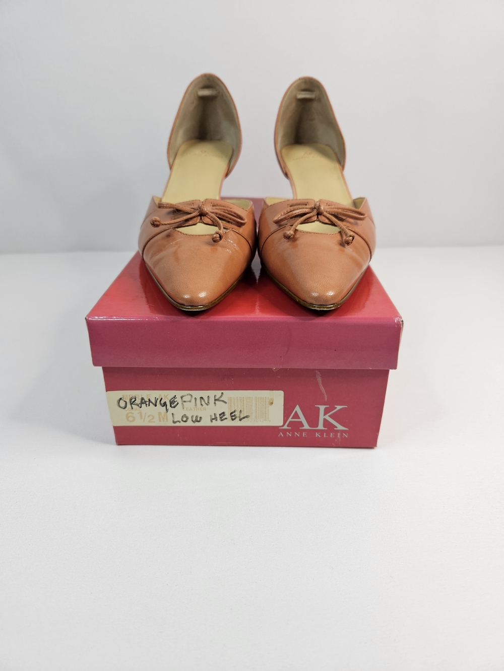 Anne Klein Pointed Toe Low Heel Pumps in Chestnut - Picture 5 of 6